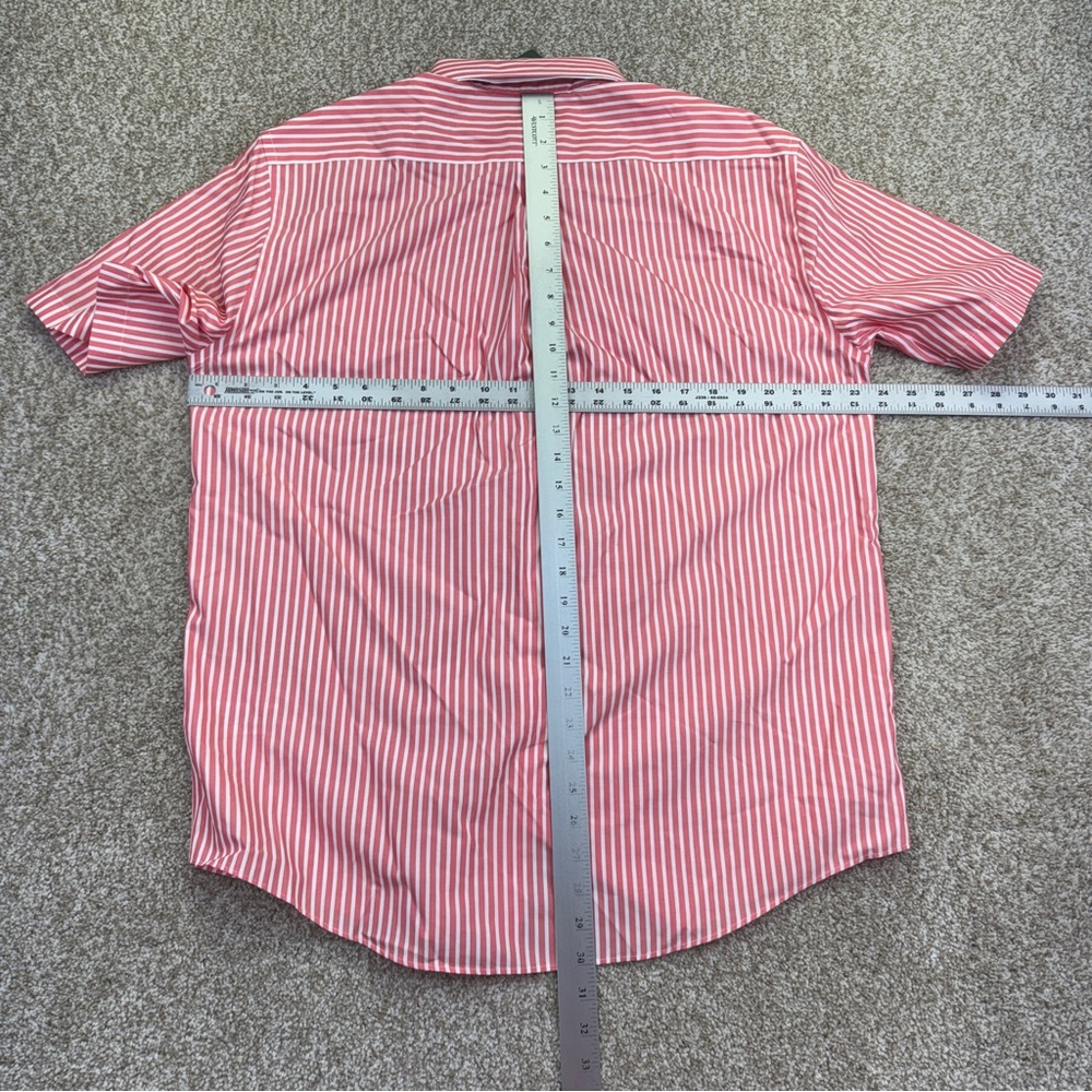NEW L.L. Bean Pink White Striped Button Down Shirt Mens Size M Short Sleeve - Picture 7 of 15
